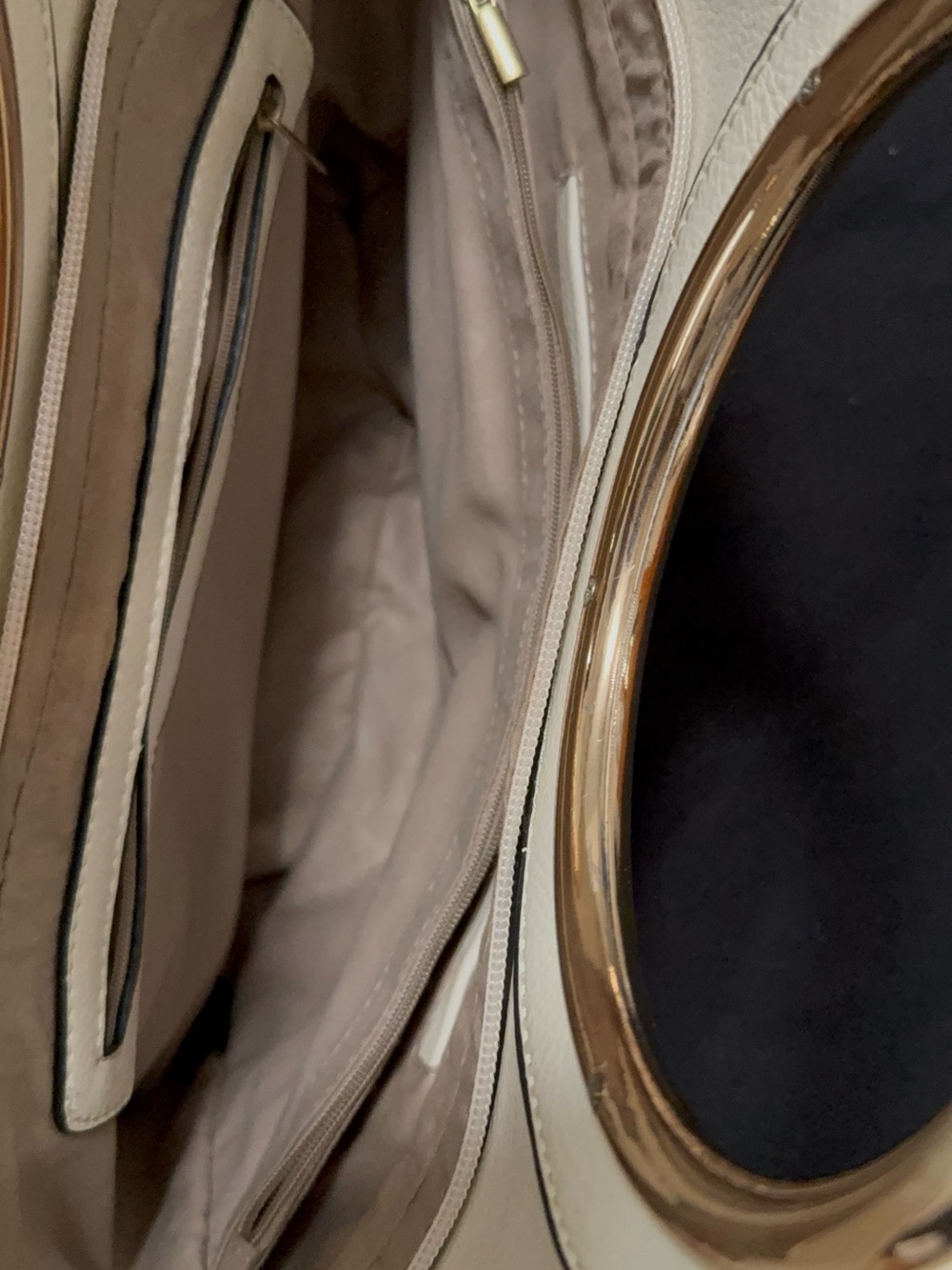 Beige Women’s Handbag with Gold Accent